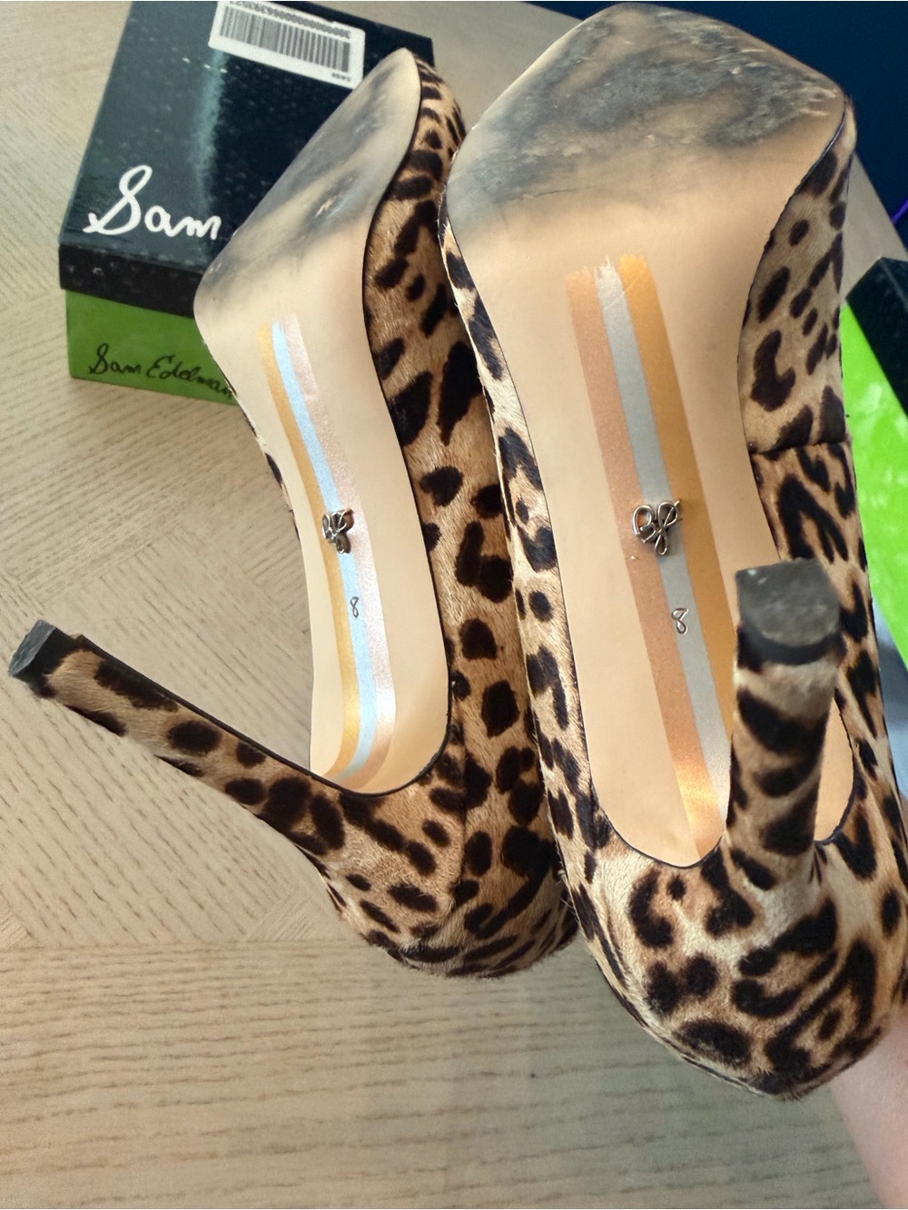 Sam Edelman Leopard-Print Pointed Toe Pumps - Tan/Black - Picture 4 of 5